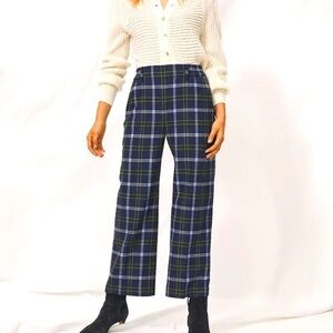 Aritzia Wilfred Plaid Easy High Rise Cropped Trouser Pant